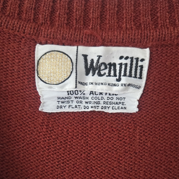 Vintage Wenjilli Elegant Rust Sleeveless Knit Sweater Dress Small - Picture 3 of 3
